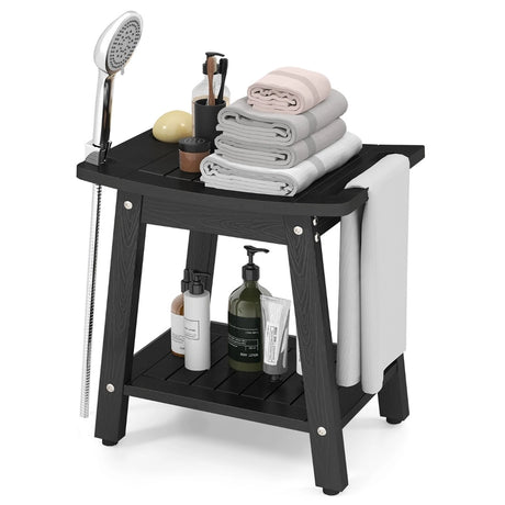 HIPS Shower Bench Seat with Handle Shower Head-Black