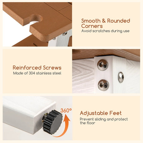 HIPS Shower Bench Seat with Handle Shower Head-Brown&White