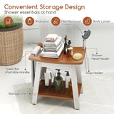 HIPS Shower Bench Seat with Handle Shower Head-Brown&White