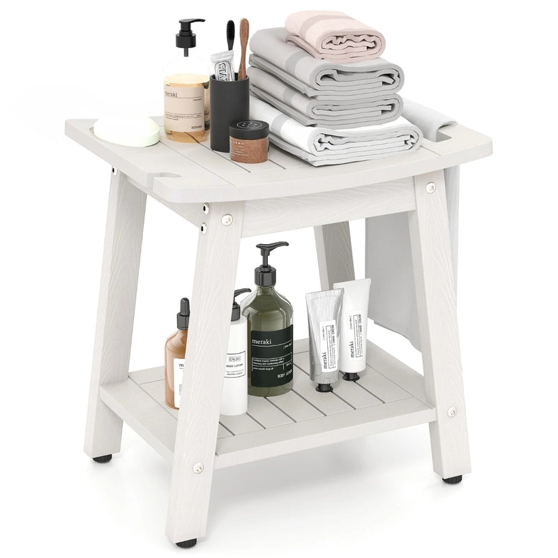 HIPS Shower Bench Seat with Handle Shower Head-White