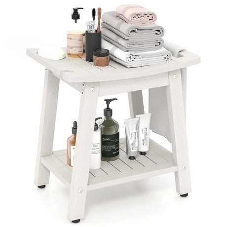 HIPS Shower Bench Seat with Handle Shower Head-White