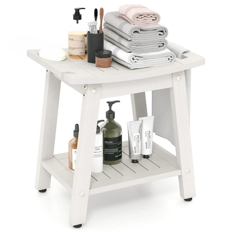 HIPS Shower Bench Seat with Handle Shower Head-White