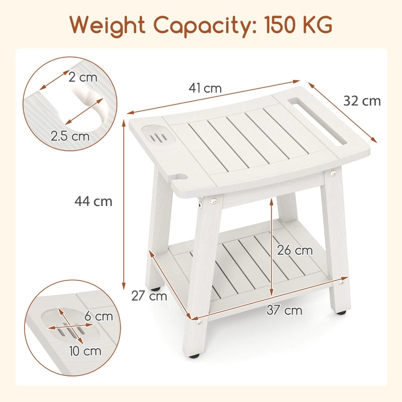 HIPS Shower Bench Seat with Handle Shower Head-White