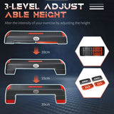 HOMCOM Aerobic Step, 10cm, 15cm & 20cm Height Adjustable Exercise Stepper for Exercise Workout, Nonslip Step Board Great for Home & Office, Grey and Red