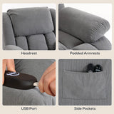 HOMCOM Recliner Armchair Lift Chair, Electric Recliner Chair with Vibration Massage and Heat, Wide Seat, USB Port, Light Grey