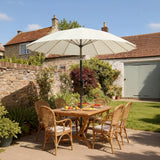 Outsunny 2 m Shanghai Garden Parasol Umbrella with 16 Fibreglass Ribs, Outdoor Parasol Sun Shade with Crank & Tilt, Cream White