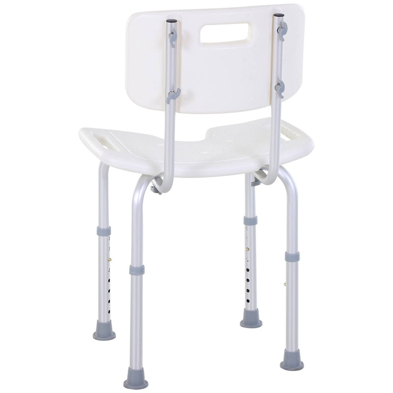 HOMCOM 8-Level Height Adjustable Bath Stool Spa Shower Chair Aluminum w/ Non-Slip Feet, Handle for the Pregnant, Old, Injured