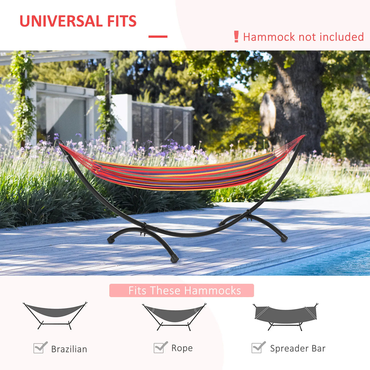 Outsunny 3(m) Universal Hammock Stand Metal Frame Garden Camping Picnic Outdoor Patio Replacement  Stand Only
