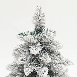 HOMCOM 1.5ft Mini Artificial Christmas Trees with Lights Set of 2, Snow Flocked Tabletop Christmas Trees with Base, Battery Operated, Desktop Party Decoration