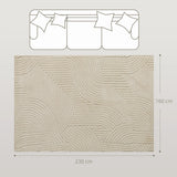 HOMCOM Modern Geometric Rug, Thick & Plush, Non-Slip, 230 x 160 cm  Cream, Living Room/Bedroom/Office