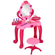 AIYAPLAY Kids Dressing Table with mirror, Stool, Light, Music, 15 Accessories, for Ages 3-6 Years, Pink