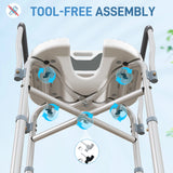 HOMCOM Shower Chair with Hygiene Cut-Out Seat and Reinforced Crossbars, Height Adjustable Padded Bath Chair with Non-slip Feet for Elderly Seniors Disabled Handicap, Tool-Free Assembly, Grey