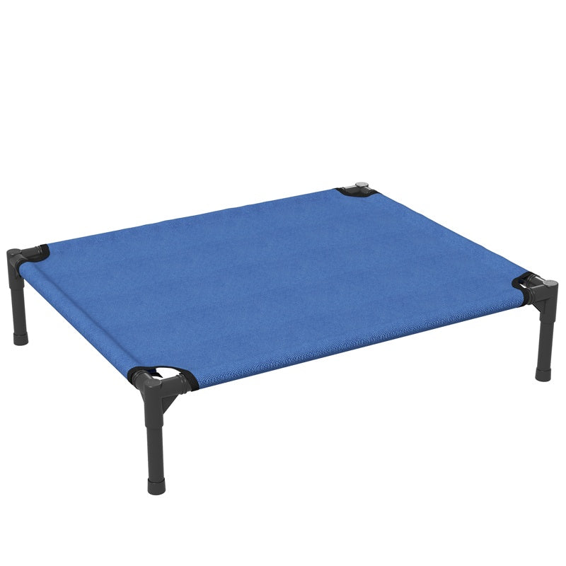 PawHut Raised Dog Bed Cat Elevated Lifted Portable Camping w/ Metal Frame Blue (Medium)