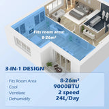 HOMCOM 7,000 BTU Mobile Air Conditioner for Room up to 26m2, with Dehumidifier, 24H Timer, Wheels, Window Mount Kit