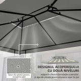 Outsunny Gazebo Roof Replacement, for 3 x 4m Frames - Light Grey