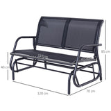 Outsunny 2-Person Outdoor Glider Bench Patio Double Swing Gliding Chair Loveseat w/Power Coated Steel Frame for Garden Patio Porch, Black