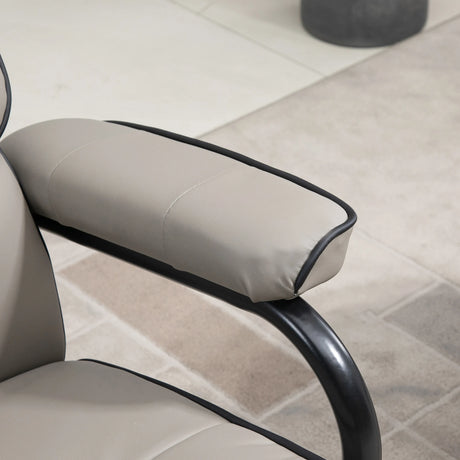 HOMCOM Recliner Chair with Ottoman 360 Swivel Faux Leather High Back Armchair w/ Footrest Stool for Home Office