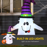 HOMCOM 1.2m Witch Ghost Halloween Inflatable Decoration w/ LED Lights Fan Accessories Pumpkin Lantern Kids Adult Fun Weather-Resistant Indoor Outdoor Seasonal