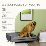 PawHut Dog Sofa, with Wooden Legs, Water-Resistant Fabric, for Medium & Large Dogs - Grey