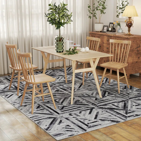 HOMCOM Modern Area Rug, Triangle Pattern Non-Slip Washable Rug, Chenille Floor Carpet for Living Room, Bedroom, Dining Room, Home Office, 290 x 200 cm, Black