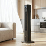 HOMCOM 28dB Tower Fan for Bedroom, 36 inch, 8 m/s Velocity Standing Cooling Fan with 80 Oscillating, BLDC Motor, 12 Speeds, LED Display, 4 Modes, 12H Timer, Remote Control, Black