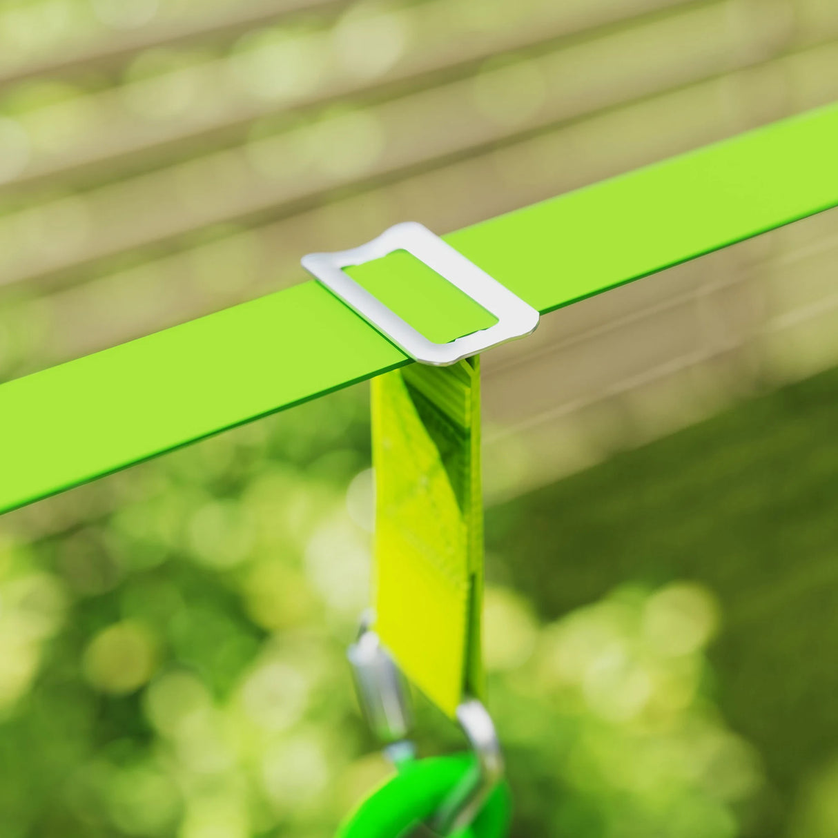 AIYAPLAY 7-Piece Kids Zip Line Kit for Garden, 10m Kids Slackline Kit with Wooden Monkey Bars, Metal Rings, Gripping Balls, Green