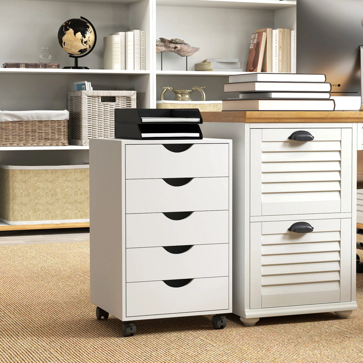 HOMCOM Five-Drawer Filing Cabinet - White