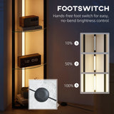 HOMCOM LED Floor Lamp with Shelves, Dimmable Standing Lamp with Foot Switch for Living Room, Bedroom, Black