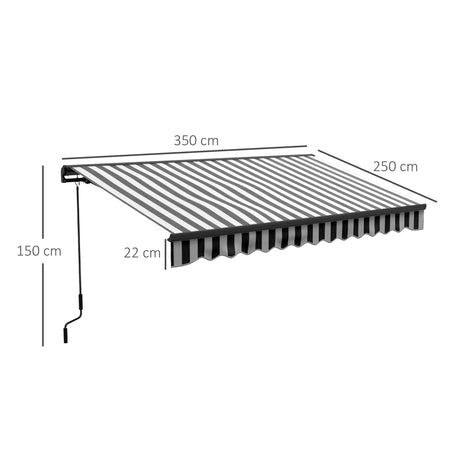 Outsunny 2.5 x 3.5m Aluminium Frame Electric Awning, with Remote - Grey/White