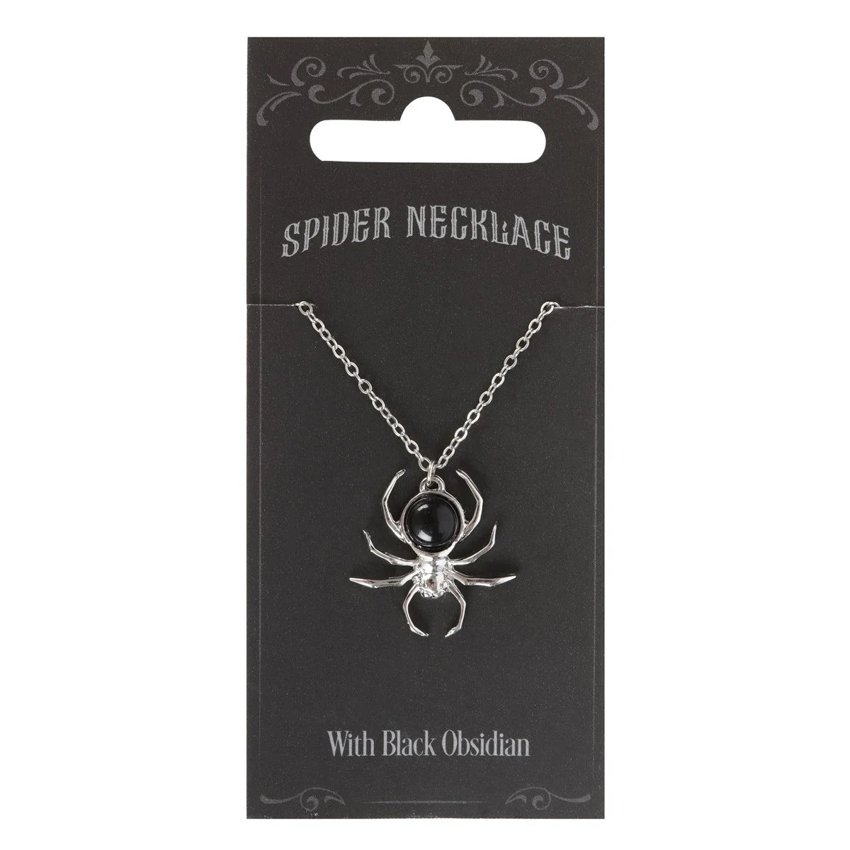 Black Obsidian Spider Pendant Necklace