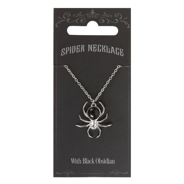 Black Obsidian Spider Pendant Necklace