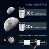 Outsunny Astronomy Telescope for Adults and Beginners with 80 mm Aperture, Carry Bag, White