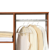 HOMCOM Open Wardrobe on Wheels, Bedroom Wardrobe with Clothes Hanging Rail, 3 Storage Shelves, Mobile Garment Rack for Cloakroom, Hallway, Walnut