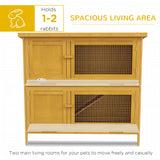 PawHut Double Decker Rabbit Hutch 2 Tier Guinea Pig House Pet Cage Outdoor with Sliding-out Tray, 97 x 44 x 91cm, Yellow