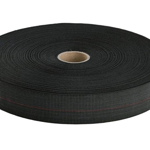 50mm Black 10% Elasticity Seat Webbing metre – 1 stripe