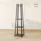 HOMCOM Compact Freestanding Coat Rack -  Black/Brown
