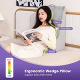 Reading cushion for bed and sofa with washable cover, vein cushion for elevating legs, grey