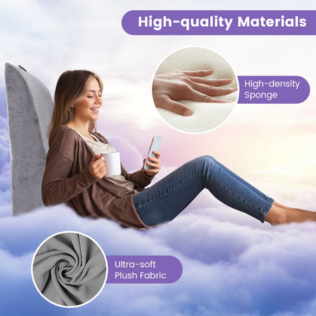 Reading cushion for bed and sofa with washable cover, vein cushion for elevating legs, grey