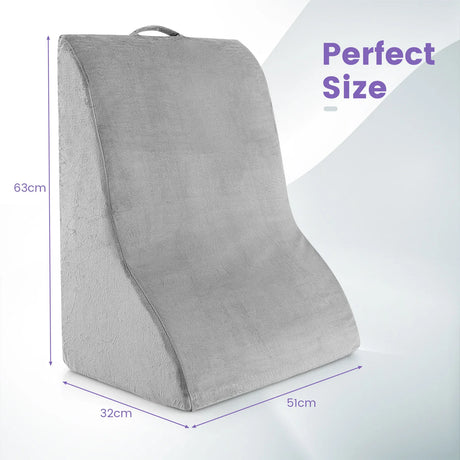 Reading cushion for bed and sofa with washable cover, vein cushion for elevating legs, grey