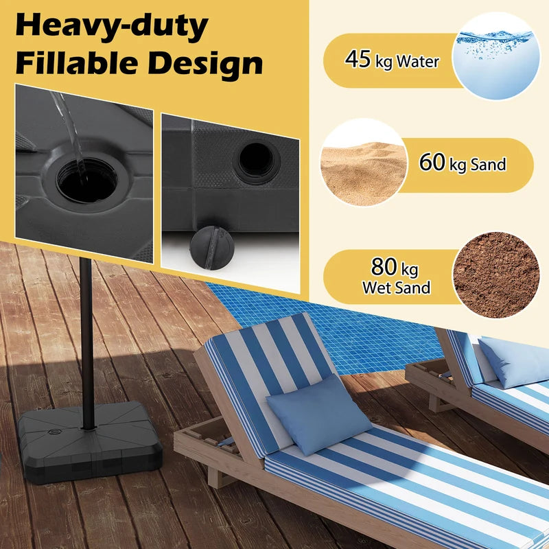 Weighted Offset Umbrella Base with Cross Bracket Up to 80 kg