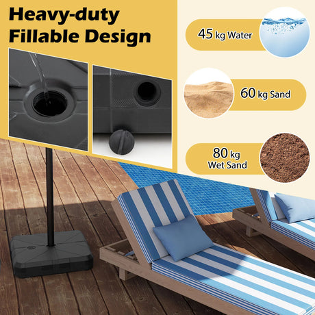 Weighted Offset Umbrella Base with Cross Bracket Up to 80 kg