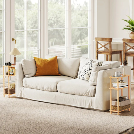 HOMCOM Bamboo Side Table, 3-Tier Slim End Table, Nordic Style, for Living Room, Bedroom, Office, Tool-Free Assembly, Natural Wood Finish