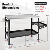 Welding Table Workbench on Wheels with Tool Rack and Tray-Black