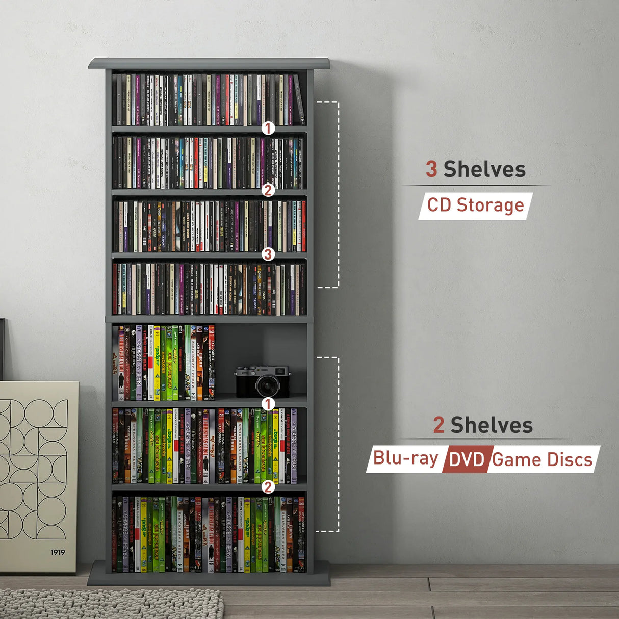 HOMCOM 360 CD Storage Unit - Grey