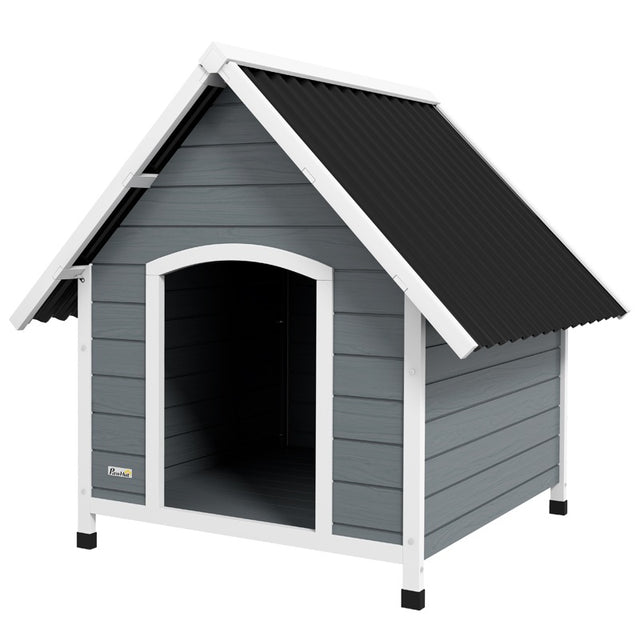 PawHut Outdoor Dog Kennel, Wooden Dog House, with Removable Floor, Anti-Corrosion Wood, for Large Dogs, 106.5H x 110W x 98Dcm