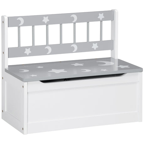 ZONEKIZ 2 In 1 Kids Storage Bench, Toy Box w/ Safety Rod - Grey