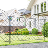 Outsunny Decorative Garden Fencing, 43in x 11.5ft Outdoor Picket Fence Panels, 4PCs Rustproof Metal Wire Landscape Flower Bed Border Edging, Black