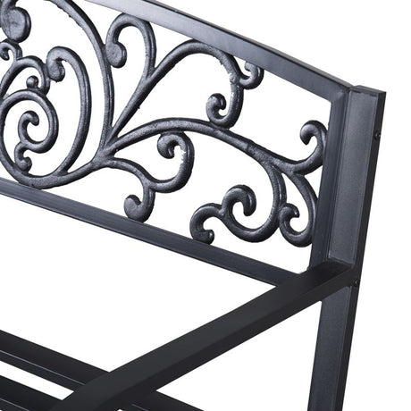 Outsunny 2-Seater Garden Bench, Steel-Black