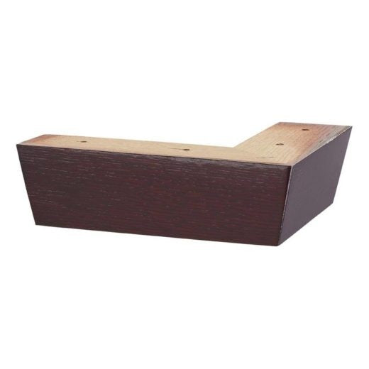 Wooden Sofa Foot 50mm x 165mm x 165mm – Tapered Corner Foot in a Mahogany Finish