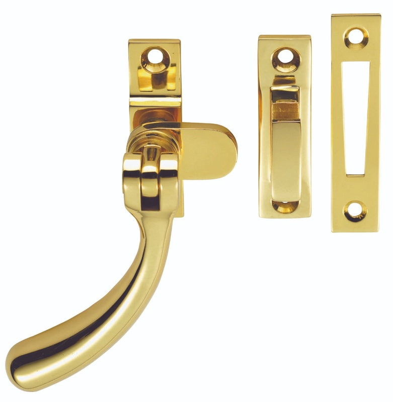 BULB END CASEMENT FASTENER (SUITABLE FOR WEATHER STRIPPED WINDOWS) - POLISHED BRASS - 98MM - EACH